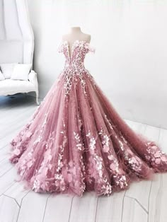 Puffy Prom Dresses, Floral Evening Gown, Lace Long Prom Dress, Formal Ball Gown, Beaded Prom Dress, فستان سهرة, Beauty Dress, Ball Gowns Prom, Prom Dresses Ball Gown