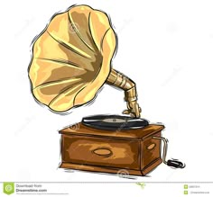 an old fashioned record player with a gramphone on it's stand royalty illustration