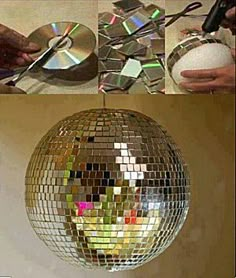 there is a disco ball that has been cut into pieces