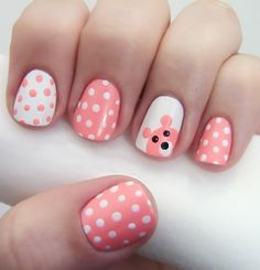 10 Cute and Easy Nail Designs Ideas Polka Dot Nail Designs, Dot Nail Designs, Kids Nail Designs, Polka Dot Nail Art, Nail Art For Kids, Shweshwe Dresses, Bears Nails, Dresses Traditional