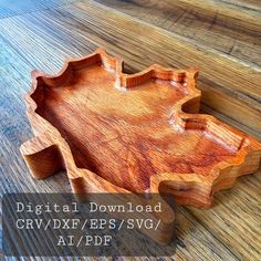 a wooden tray sitting on top of a wooden floor with the words digital download crwx / eps / svg