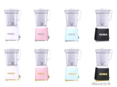 six different blenders sitting next to each other on a white background with the words samsung written in gold