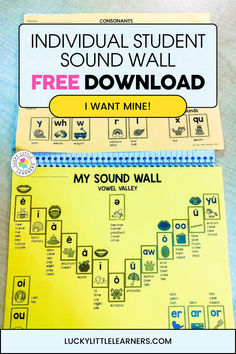 an individual student's sound wall is shown in this free printable