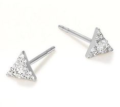 Pretty and posh, these triangular diamond earrings shine from every angle. From Affinity® Diamond Jewelry. Triangle Stud Earrings, Triangle Earrings Stud, Triangle Studs, Diamond Jewelry, Diamond Earrings, Jewelry Earrings, Diamonds, White Gold, Stud Earrings