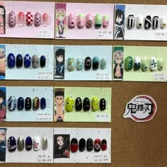 Demon Slayer Nail Ideas, Giyuu Nails, Uñas Kimetsu No Yaiba, Demon Slayer Nail Art, Anime Nails Art, Anime Nail Ideas, Demon Slayer Nails, Nail Anime, Anime Nail