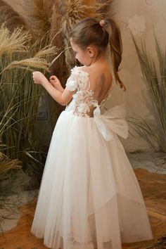 Girl Gown With 3D Flowers, Victorian Girl Flower Dress, Tulle Baby Dress Lace, Toddler Flower Girls Dress, Puffy Tulle Dress - Etsy Wedding Flowergirl Dress, Puffy Tulle Dress, Flower Girl Dresses Toddler, Flower Girl Dresses White, Tulle Baby Dress, Kids Wedding Dress, Toddler Wedding Dress, Beach Flower Girl Dresses, Dress With 3d Flowers