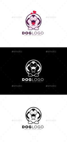 the dog logo is shown in three different colors