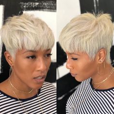 Icy Blonde @hairbyuno - https://blackhairinformation.com/hairstyle-gallery/icy-blonde-hairbyuno/ Blond Pixie, Short Bobs, Pixie Hair, Blonde Pixie Cuts, Black Hairstyles, Short Pixie Haircuts, Relaxed Hair