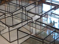 several glass cubes sitting on top of each other