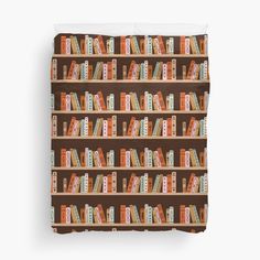 a bookshelf filled with lots of books on top of each other duvet cover