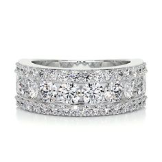 Dazzling Wide Band Diamond Ring For Wedding, Wide Band Brilliant Cut Diamond Wedding Ring, Wedding Diamond Ring With Brilliant Cut And Wide Band, White Diamond Ring With Prong Setting And Wide Band, Wide Band Diamond Ring With Prong Setting For Wedding, Classic White Diamond Ring With Wide Band, Classic White Wide Band Diamond Ring, Harry Winston Diamond, 2 Carat Ring