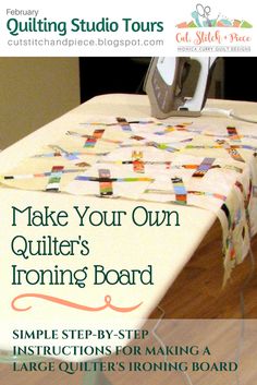 an ironing board on top of a table with the words make your own quilter's ironing board