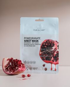 Sheet mask Pomegranate Acne Prone Skin, All Skin Types, Pomegranate, Skin Types, Acne