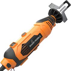 an orange and black cordless screwdriver on a white background with clippings