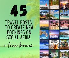 the words travel posts to create new books on social media and free brochures