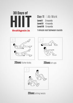 the 30 days of hiit workout poster shows how to do it in 3 easy steps