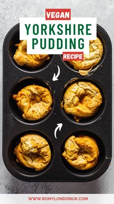 vegan yorkshire pudding recipe in a muffin tin