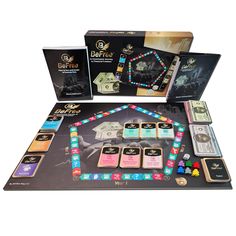 the board game befraa is set up on a table with its contents and instructions