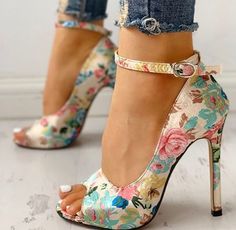 Ankle Strap Sandals Heels, Ethnic Print, Trend Fashion, Ankle Strap Heels