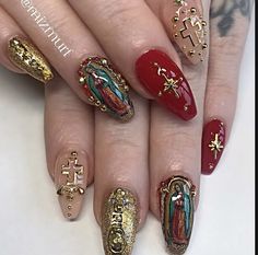 Mexican Nails, Quince Nails, Nail Design Glitter, Horror Nails, Retro Nails, Winter Nails Acrylic, Happy Nails, Gel Nails Diy