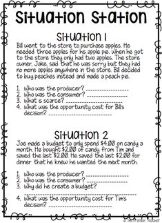 the situation station with instructions for students to write and use them as their own worksheet