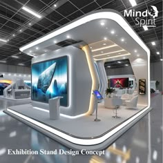 an exhibition stand design concept is displayed