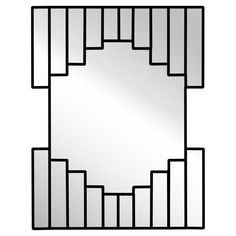 a black and white photo of a mirror with lines on the bottom, as well as an outline of a rectangle