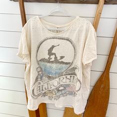 Super Soft Vintage T. Hand Distressed Details. Oversized Relaxed Fit. Great Condition. Pearl Tops, Magnolia Pearl, Pearl Cream, Blue Cream, Magnolia, Color Blue, Relaxed Fit, California, Womens Tops