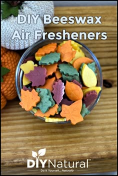 homemade beeswax air fresheners in a glass bowl