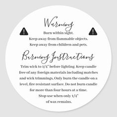 Candle Product Warning Label Design Size: Small, 1½ inch. Gender: unisex. Age Group: adult. Candle Warning Labels Free Printable, Small Candle Business, Diy Candles Video, Candle Packaging Design, Label Candle, Aroma Candles, Diy Candle Labels, Candle Labels Design, Homemade Scented Candles