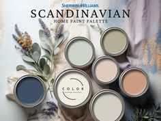 the color scheme for this paint palette is from sherylin and williams scandinaviann