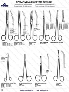 an instruction manual for operating and dissecting scissors