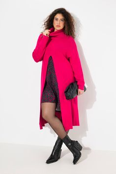 Extra Long Turtleneck - A full-length sweater with a high cutout, perfect for layering overtop any look. Long Pullover, Long Sleeve Turtleneck, Extra Long, Pink Rose, Full Length, Turtle Neck, Long Sleeve, Red, Pink