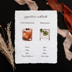 an old fashioned margarita cocktail recipe on a piece of paper