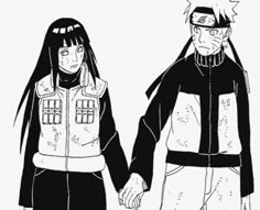 two anime characters are holding hands