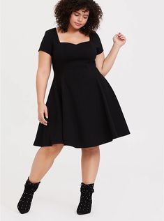 Plus Size Black Textured Knit Skater Dress, DEEP BLACK Knit Skater Dress, Ribbed Bodycon Dress, Tuxedo Dress, Lace Strapless, Trapeze Dress, Deep Black, Lace Midi Dress, Chiffon Lace, Textured Knit