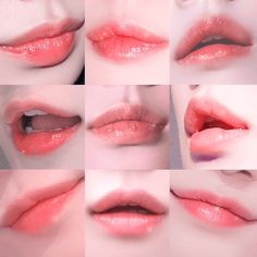 multiple images of lips with different shapes and colors, all showing the same amount of lipstick