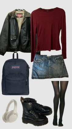 Jeans Skirt, Mode Inspo, 가을 패션, Style Outfits, Grunge Outfits