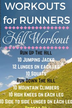 a poster with the words, workouts for runners and an image of a mountain