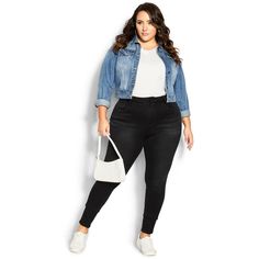 Step up your denim game with the stylish new Harley Killer Pins Jean! Offering a high rise cut and a high-quality denim fabrication, these jeans are designed to flaunt your silhouette with a glamourous edge. Bold and fiercely fashionable, no one does plus size fashion like City Chic. Loved around the globe for its diverse range of fashion-forward styles for any occasion. From show-stopping evening gowns to workwear and casualwear, City Chic will take your style to bold new heights. Available in Hourglass Body Shape, New Harley, Casual Glam, Party Dress Sale, Queen Fashion, Denim Chic, Curvy Women Jeans, Leggings Sale, Best Jeans