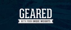 the logo for geared with four unique weights