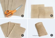 instructions to make burlap placemats with scissors