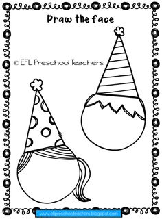 a black and white photo with the words el preschol teachers on it, next to an image of a birthday hat