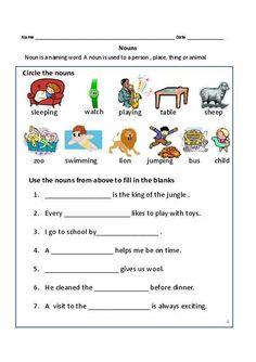 a worksheet with words and pictures on it