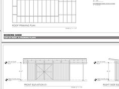 the plans and measurements for a shed with doors, windows, and sidewalls