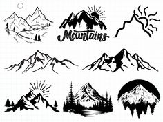 Cricut Mountain, Mountain Clipart, Mountain Svg, Mountain Silhouette, Forest Scenery, Pop Up Market, Svg Images, Tree Silhouette, Silhouette Svg