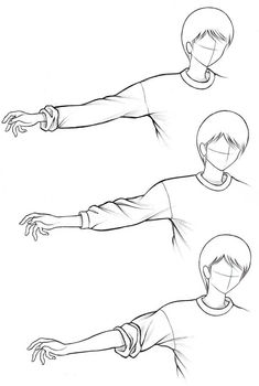 the drawing shows how to draw hands and arms