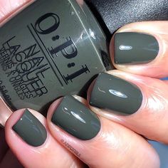 Things I’ve Seen In Amber Green Opi, Opi Things Ive Seen In Amber Green, Anc Nails, Opi Green, Fall Nails Opi, Gray Nail Polish, Opi Nail Polish Colors, Gray Nail, Opi Gel Nails