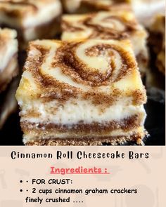 cinnamon roll cheesecake bars with ingredients for crust