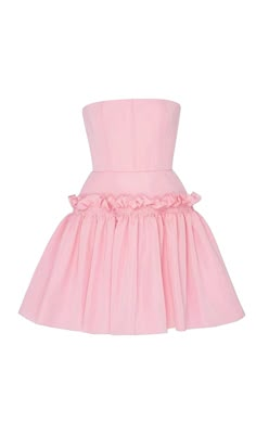 STRAPLESS RUFFLES SLEEVES MINI DRESS IN SOFT PINK Wedding Dresses Mini, Light Pink Mini Dress, Flouncy Dress, Ruffles Sleeves, Satin Corset Dress, Plunge Mini Dress, Pink Mini Dress, Pink Dresses, Plus Size Kleidung